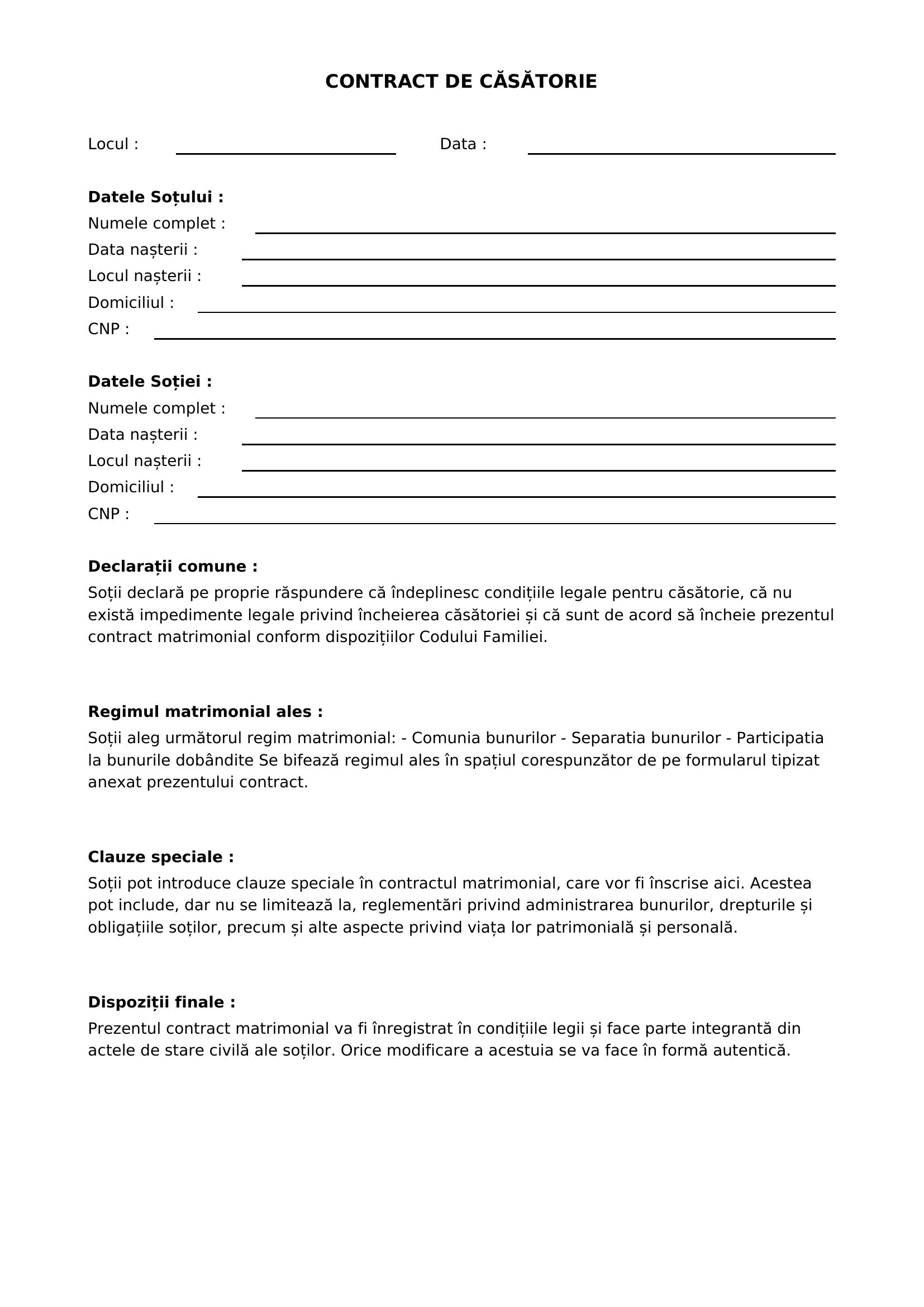 Contract Matrimonial Model