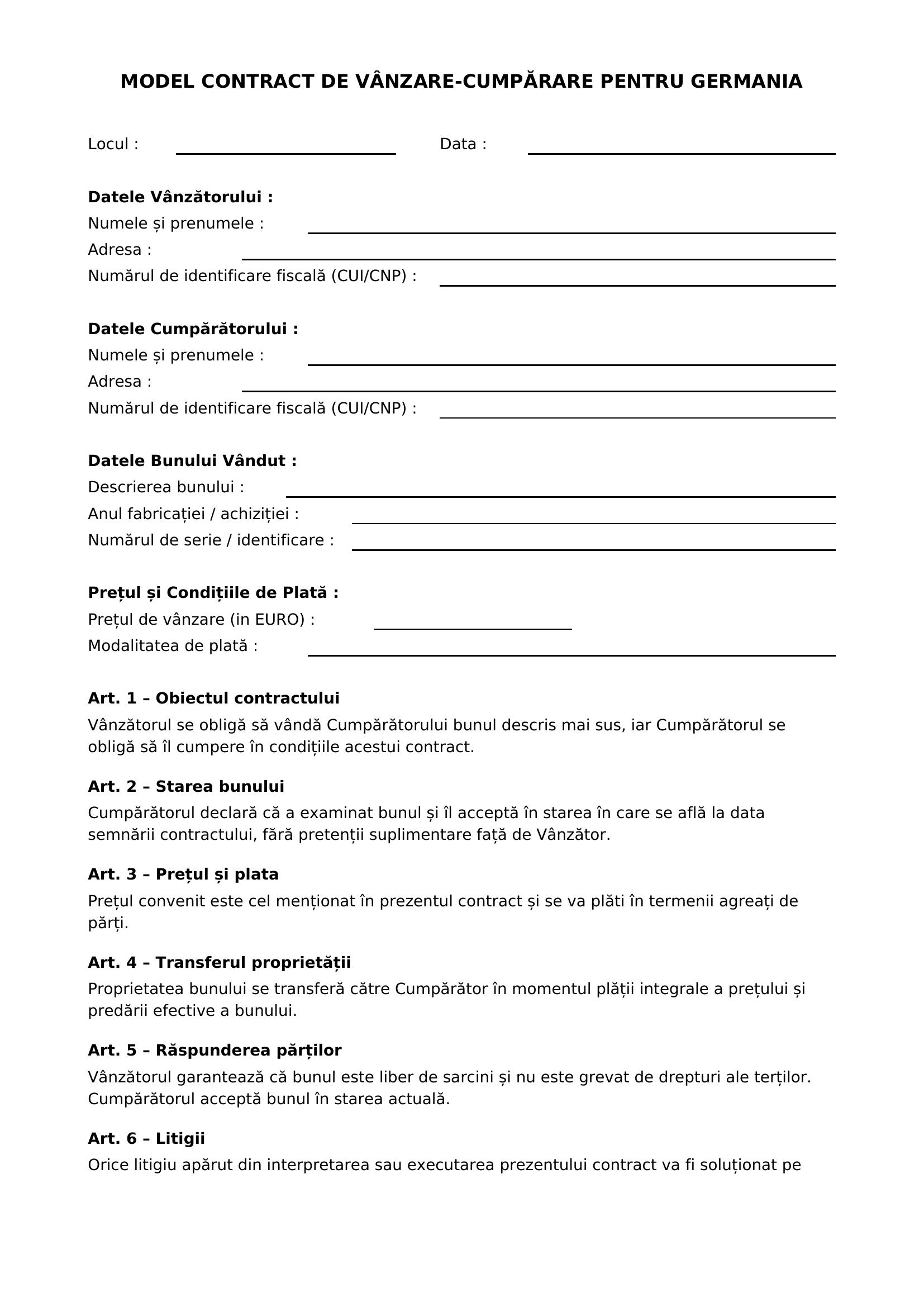 Model Contract Germania