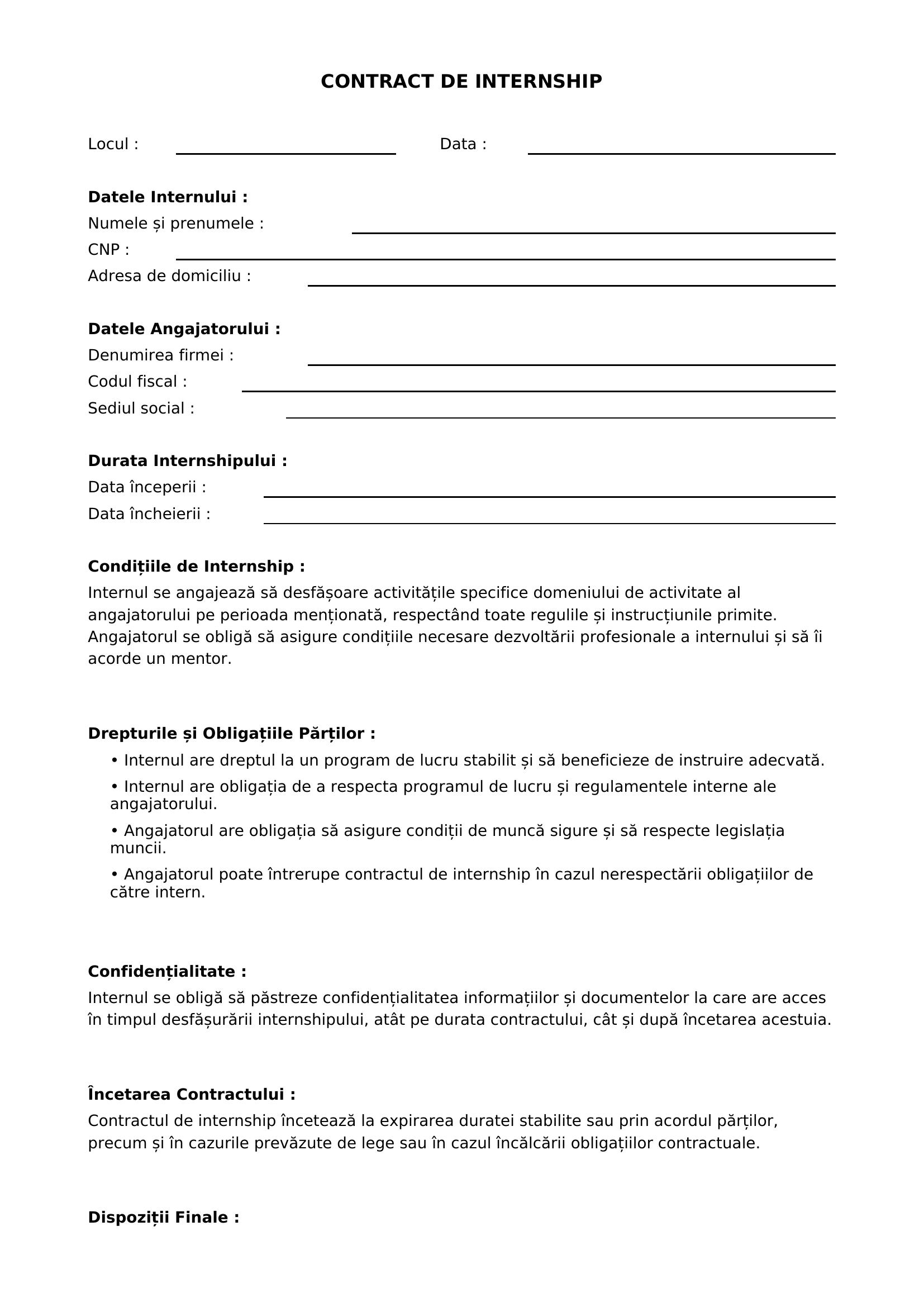 Model Contract Internship