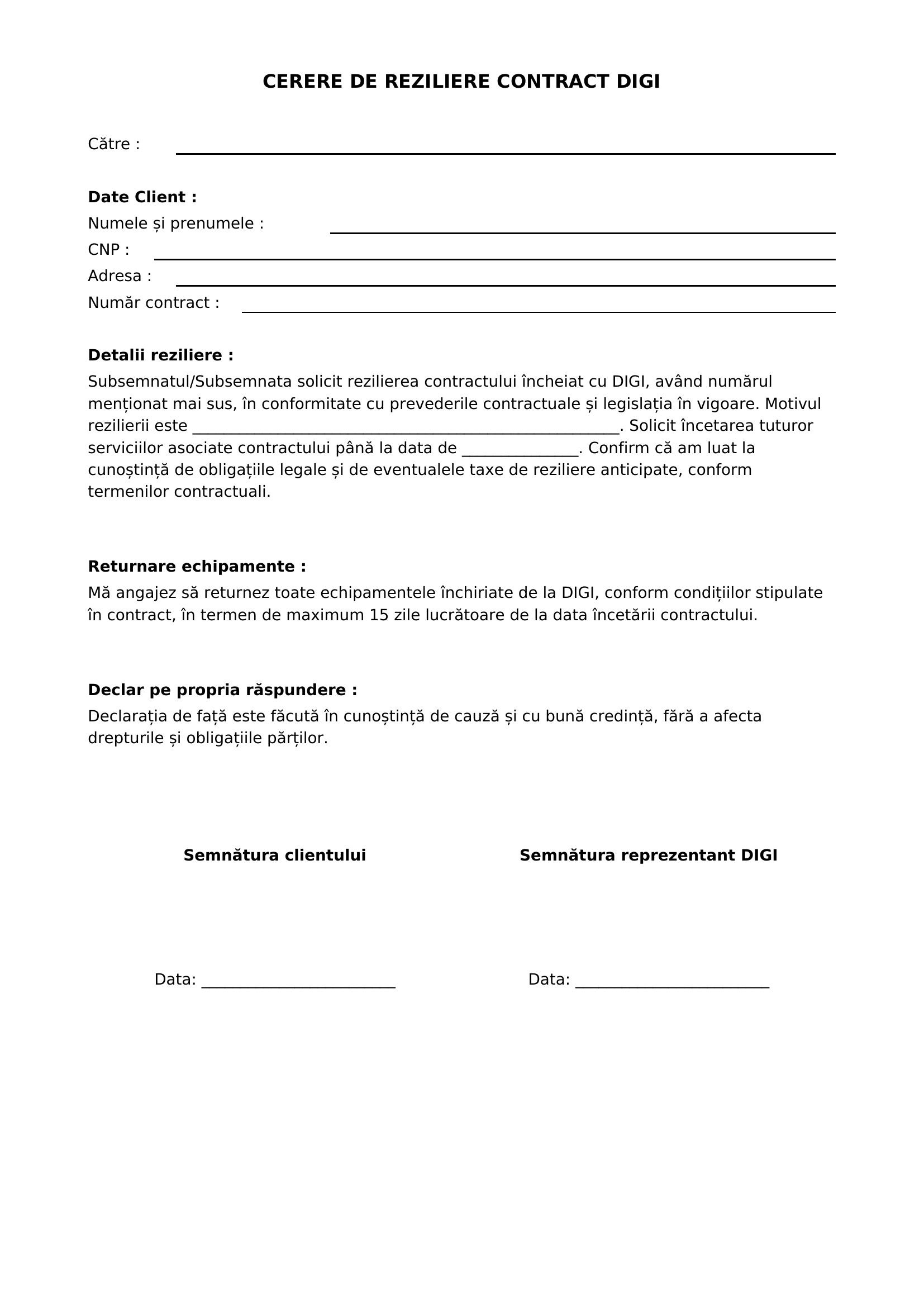 Reziliere Contract Digi